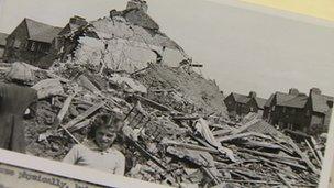 A picture of bomb damage in the archive