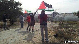 Protesters in Bilin