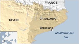 Map of Catalonia in Spain