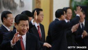 Xi Jinping and members of the new Politburo Standing Committee