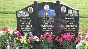 The grave of Michael Atherton's victims, Alison, Tanya and Susan