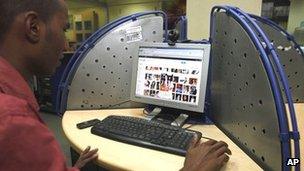 Internet user in Hyderabad, India, file pic