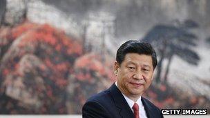 Xi Jinping delivers a speech in front of journalists at the Great Hall of the People in Beijing, 15 Nov 2012