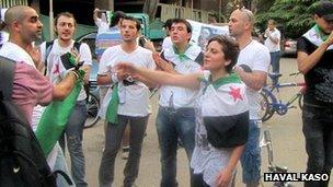 Dana taking part in a protest in Cairo