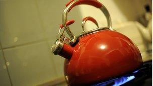 Kettle on gas cooker