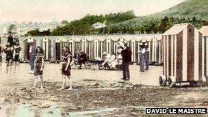 Bathing huts at West Park in 1883