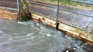 A flooded brook in Elmbridge, Gloucester