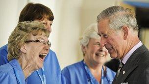 Prince Charles and Roz Mesney at Dorset County Hospital