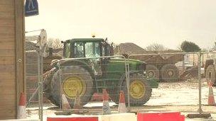 Lagan tractor used to move material from Longue Hougue to Guernsey Airport