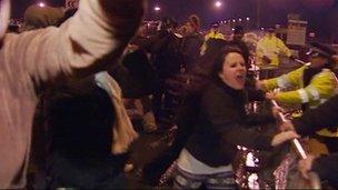 Protesters at Ramsgate port as the lorries left with the sheep on board