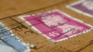 Stamps on a parcel