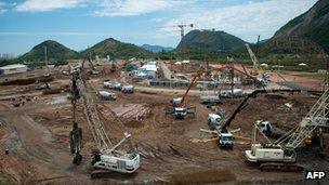 The construction site of the future Olympic village for the Rio 2016 Olympic games in Barra de Tijuca, Rio de Janeiro