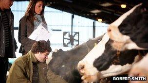 students with cattle