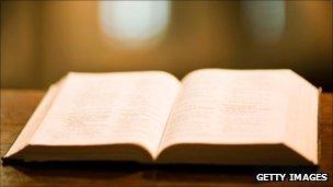 A bible in a church