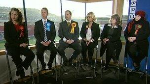 From left to right: Sarah Champion, Simon Wilson, Michael Beckett, Jane Collins, Marlene Guest and Yvonne Ridley