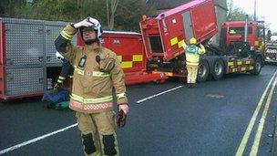 Fire service at Upper Lydbrook in the Forest of Dean