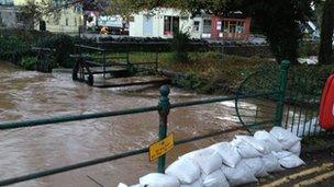 Overflowing river in Cheddar