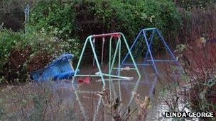 Flooded garden in Worcester