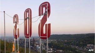 SOS sign at Arcelor Mittal's steel plant