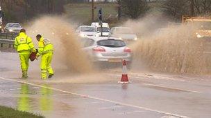 Flooded A19 at Castle Eden