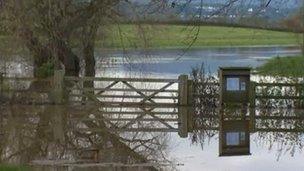 Flooded field at Holt, Wrexham