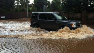 Car in water in Radcliffe on Trent