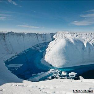 Ice sheet melt channel