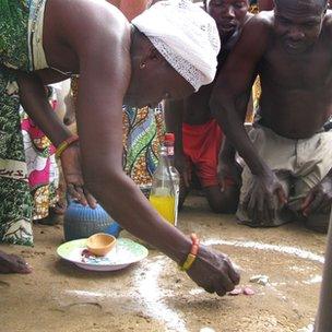 A Voodoo shrine in Cotonou , Benin