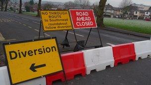 Bristol Water road closure signs