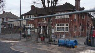 Road works outside the Beehive in Henleaze