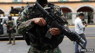 Marine stands guard in Veracruz. 26 Nov 2012