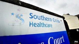 Southern Cross Healthcare sign