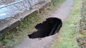 Hole in footpath