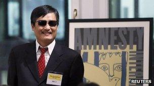 File photo: Blind Chinese activist Chen Guangcheng in New York