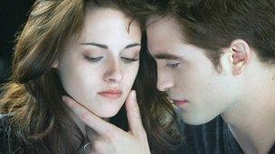 Kristen Stewart and Robert Pattinson in The Twilight Saga: Breaking Dawn