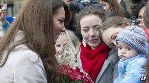 Duchess of Cambridge meets parents and baby