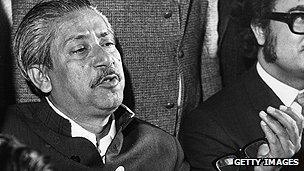 Bangladeshi premier Sheikh Mujibur Rahman pictured in 1972