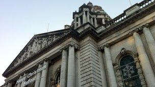 Belfast City Hall with no flag flying