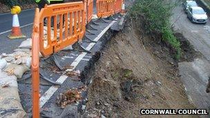 The A387 after a landslip