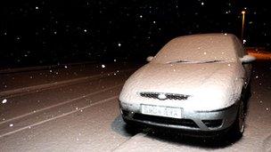 Snow on car in Aberdeen