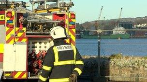 Emergency services in Omeath, County Louth were on standby following the gas leak across the lough in Warrenpoint