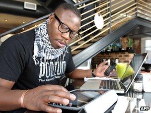 Man using gadgets