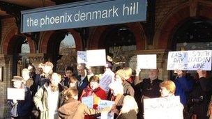 Demonstrators at Denmark Hill