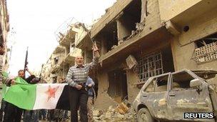 Free Syrian Army and residents in Douma, Damascus, 9 November