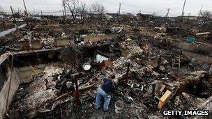 The remains of a neighbourhood n Queen's after Hurricane Sandy hit in December 2012.