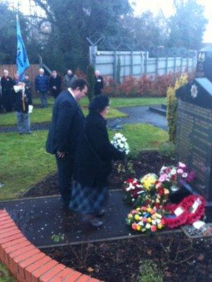 The family of Ruth Dixon lay a wreath at the memorial to those killed in the Droppin' Well bombing