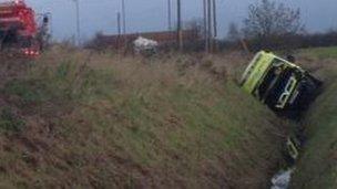 Ambulance in a ditch