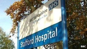 Stafford Hospital sign