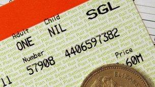 Rail ticket and cash