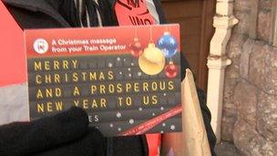 Christmas card from the TUC's Action for Rail campaign